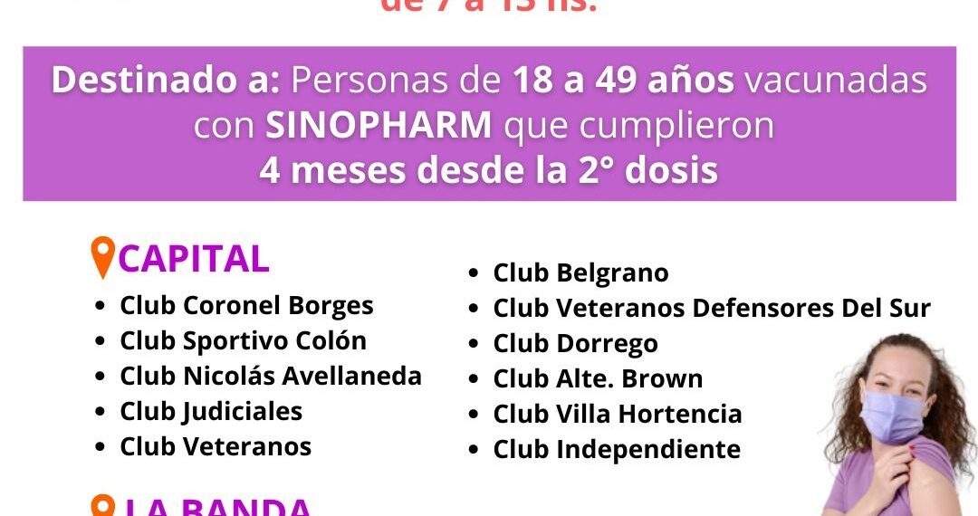Jornada masiva de vacunación con tercera dosis a personas vacunadas con sinopharm