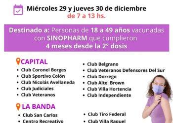 Jornada masiva de vacunación con tercera dosis a personas vacunadas con sinopharm
