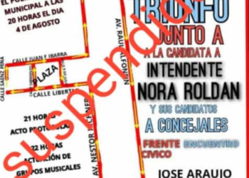 El Frente Encuentro Cívico de Los Telares suspendió sus cierre de campaña