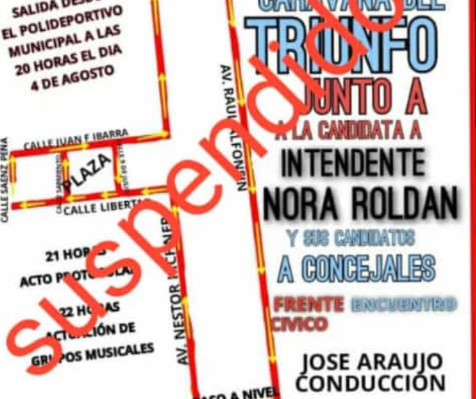 El Frente Encuentro Cívico de Los Telares suspendió sus cierre de campaña