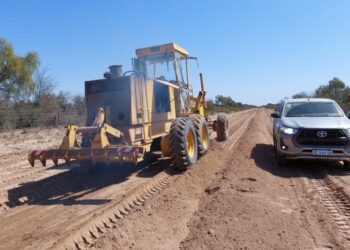 Obra de enripiado en Bordo Pampa en plena ejecución