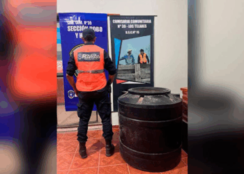 Recuperaron un tanque de agua robado de una escuela rural en Los Telares.