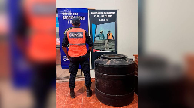 Recuperaron un tanque de agua robado de una escuela rural en Los Telares.